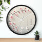 Japanese wall clock with minimalist cherry blossom design, featuring pink sakura flowers on a soft white background in a circular layout