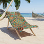 Large summer beach towel with boho-style mandala print, perfect for sunbathing